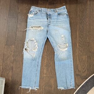 Levi's Light Blue Distressed Straight Leg Jeans